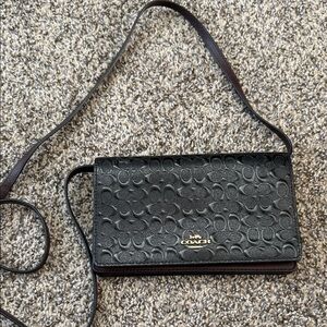 Coach Black Floral Embossed Crossbody Bag